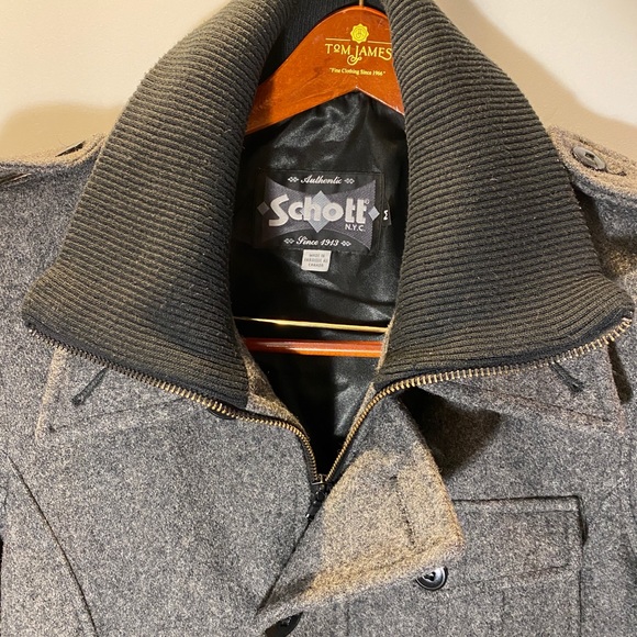 Schott Wool Coat with Knit Collar Made Canada - Picture 6 of 11